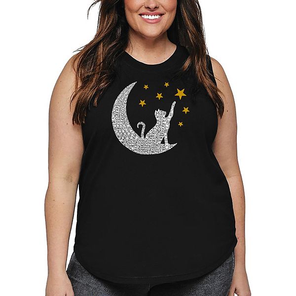 

Футболка Cat Moon для женщин plus size La Pop Art, Black