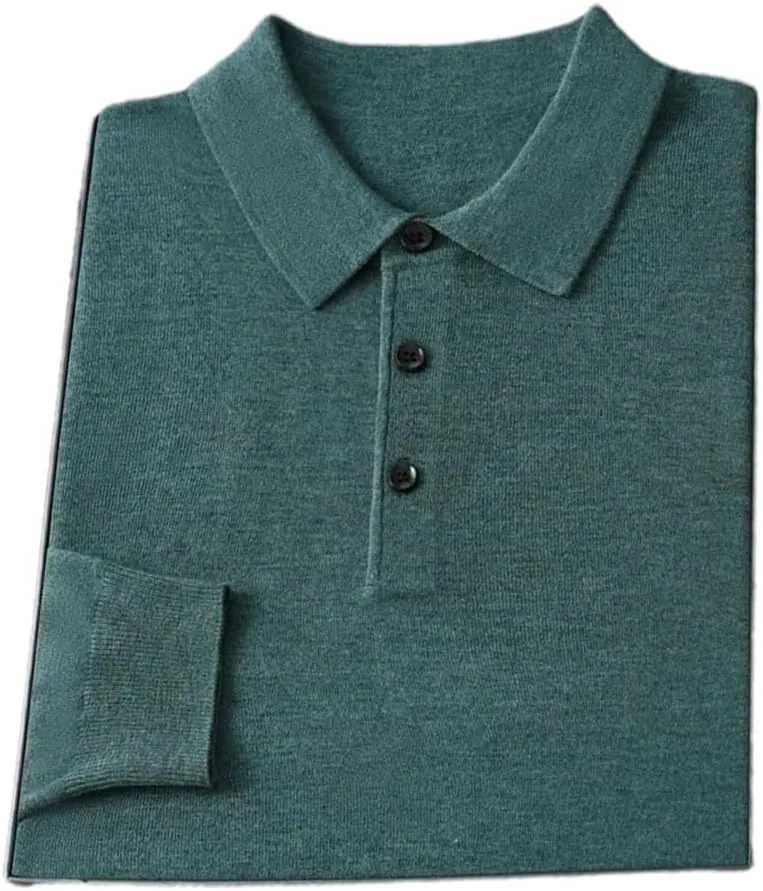 Men's Lapel Business Knit Sweater Solid Long Sleeve Casual Pullover Sweater Daily Knit Jumper
