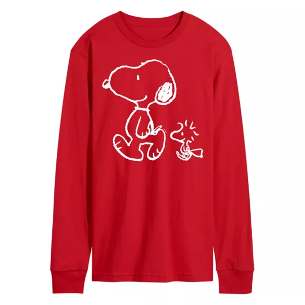 

Мужская футболка с длинным рукавом Peanuts Snoopy Woodstock Walk Licensed Character, красный