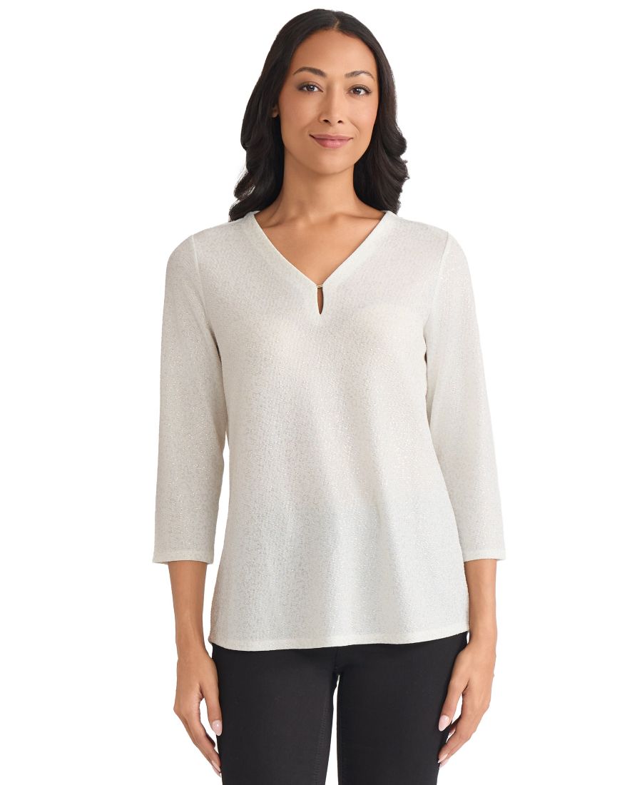 

Женская футболка с V-образным вырезом и леопардовым принтом "Капельки росы" Jones New York, Jones White/ Soft Gold, Коричневый, Женская футболка с V-образным вырезом и леопардовым принтом "Капельки росы" Jones New York, Jones White/ Soft Gold