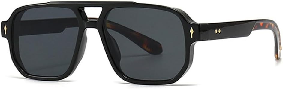 

Солнцезащитные очки в стиле ретро с двойной перемычкой для женщин, градиентные линзы, защита от УФ-излучения UV400, модные заклепки для мужчин HHZZYVY, Black Leopard Grey