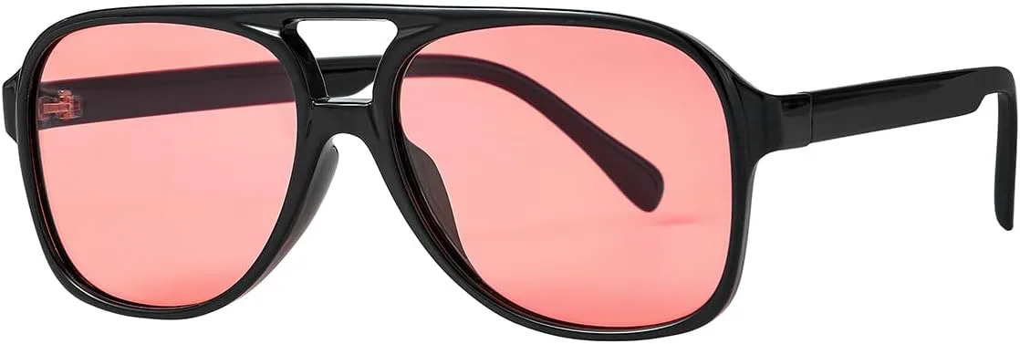 

Поляризованные классические винтажные солнцезащитные очки-авиаторы NIDOVIX для мужчин и женщин, большая оправа, ретро-стиль 70-х годов, D4 Black/Clear Pink