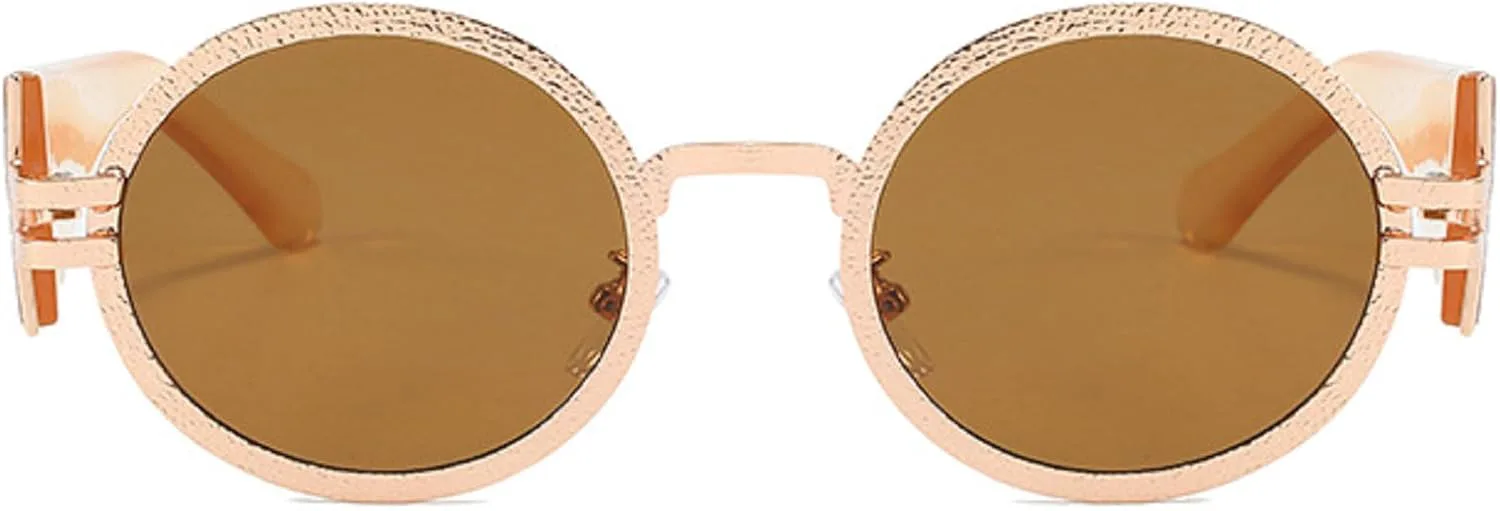 

Женские круглые солнцезащитные очки в стиле Y2k, унисекс, овальные, модные, ретро, ​​винтажные, с металлической оправой, защита от УФ-излучения UV400 mincl, Brown