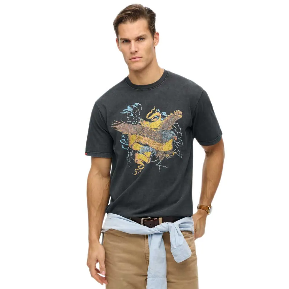 

Футболка с коротким рукавом Superdry Biker Rock Graphic Loose, черный