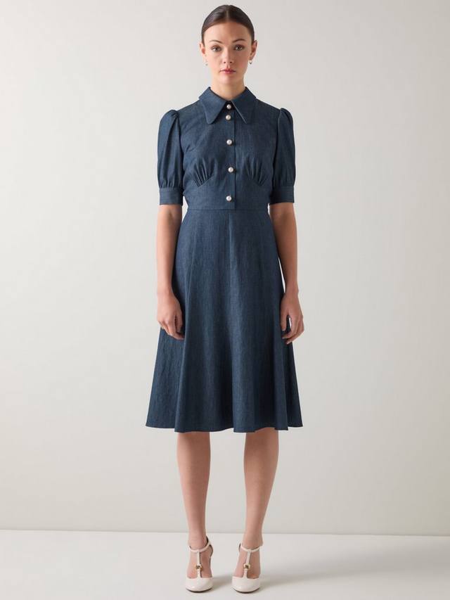 

Платье Esme из шамбре с расклешенным силуэтом L.K.Bennett, Chambray