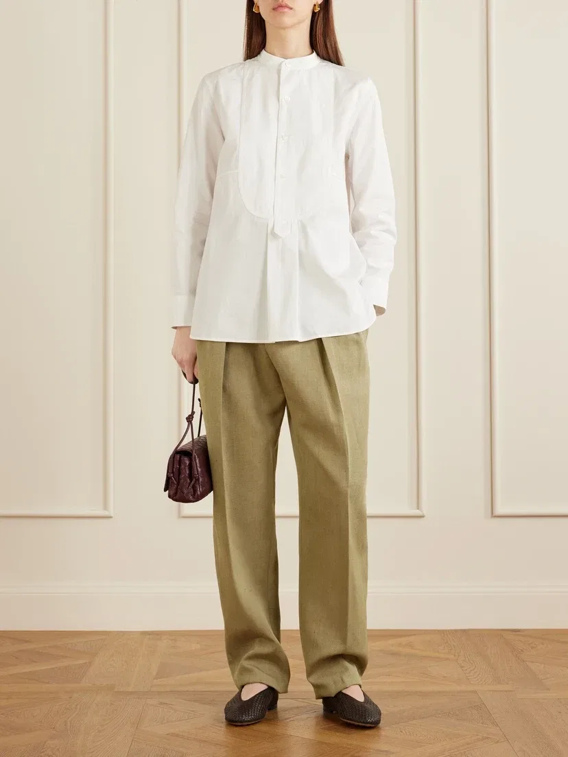 Укороченные плиссированные тканые зауженные брюки BOTTEGA VENETA, бирюзовый — фото 2