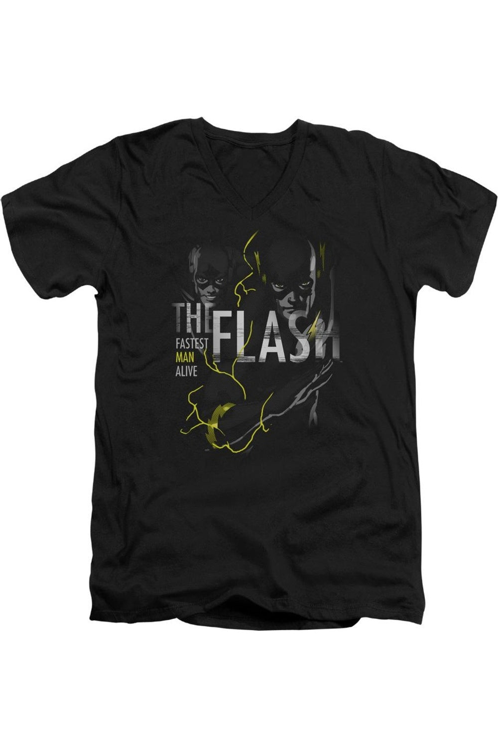 

Футболка DC Comics Flash Bold Flash с коротким рукавом и V-образным вырезом для взрослых из хлопка премиум-класса Gildan, черный