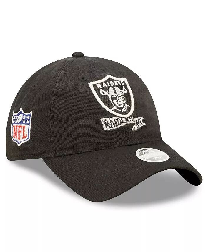 

Женская черная кепка Las Vegas Raiders 2022 Sideline Adjustable 9TWENTY New Era