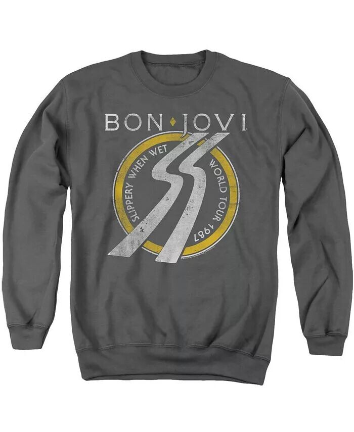 

Мужская толстовка Slippery When Wet World Tour для взрослых с круглым вырезом Bon Jovi, серый
