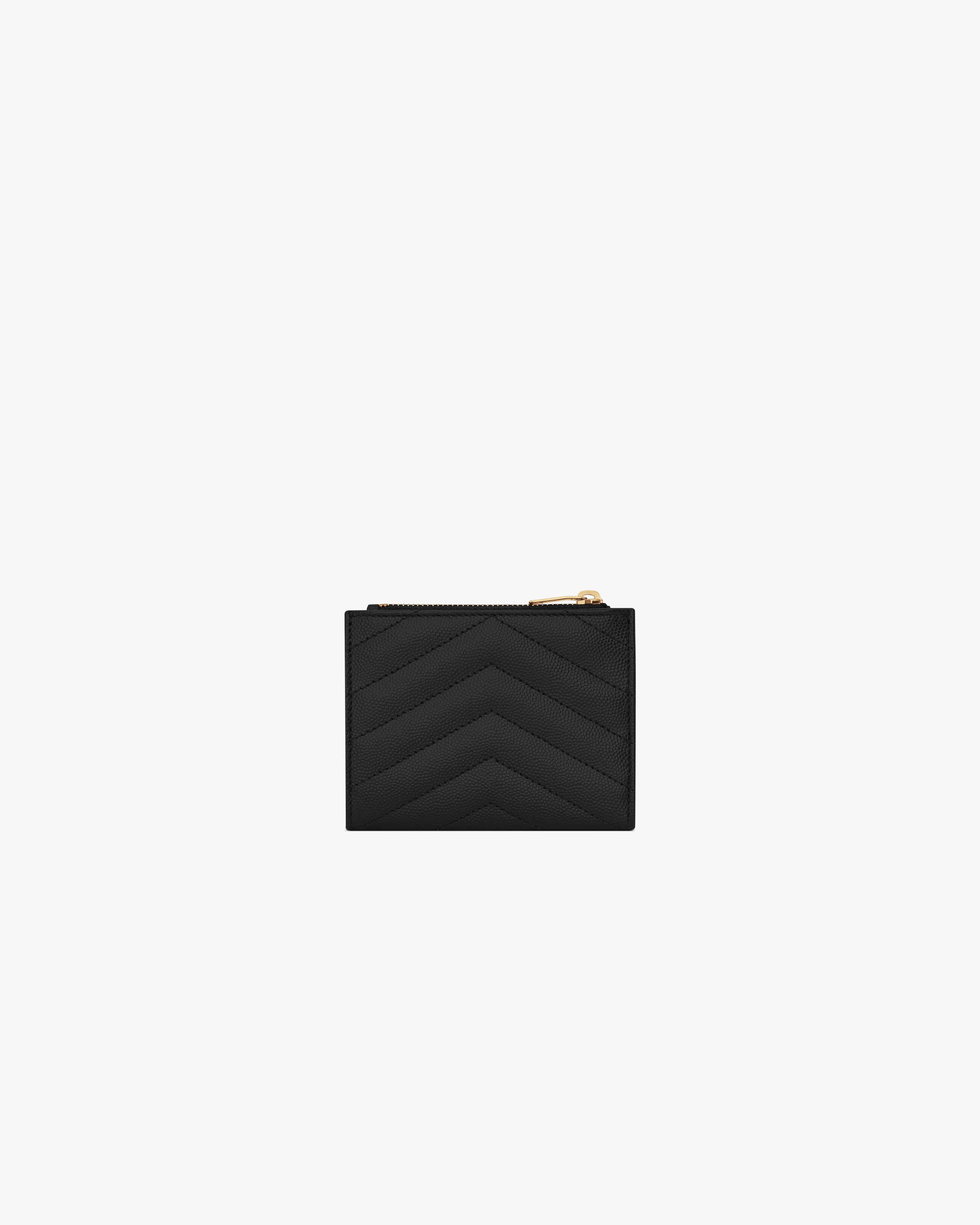 Складной кошелек CASSANDRE MATELASSE из кожи grain de poudre Saint Laurent, черный — фото 2