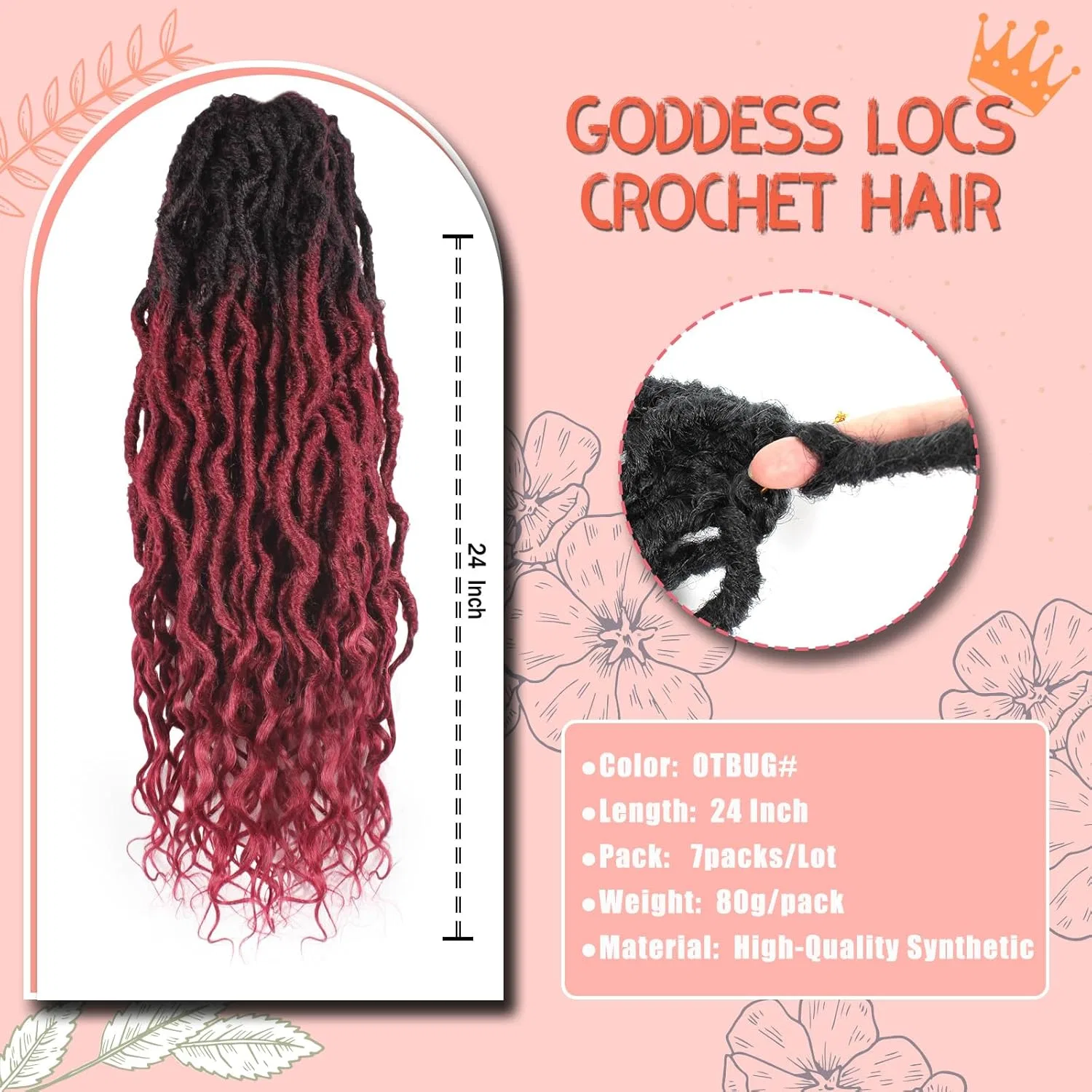 Искусственные дреды «Locs Crochet Hair» с кудрявыми концами Enbeautiful, Otbug# — фото 2