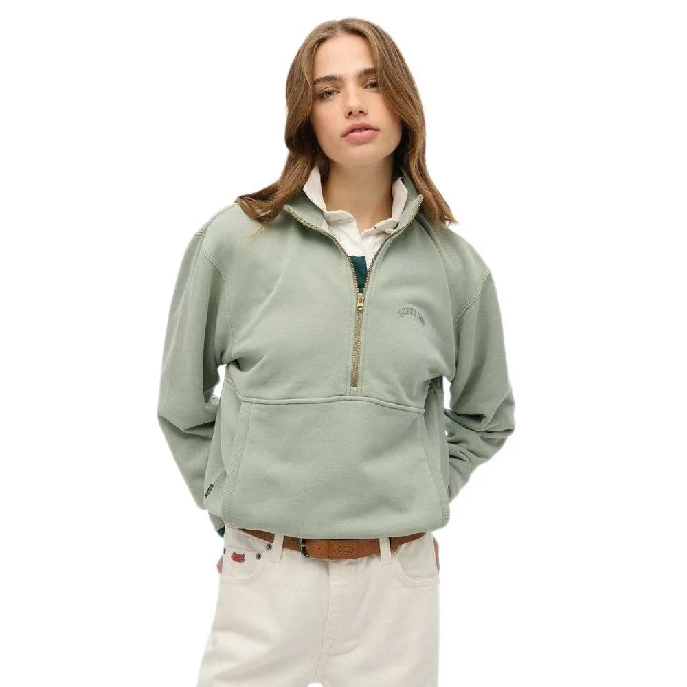

Толстовка Superdry Essential Logo Oversized half zip, зеленый