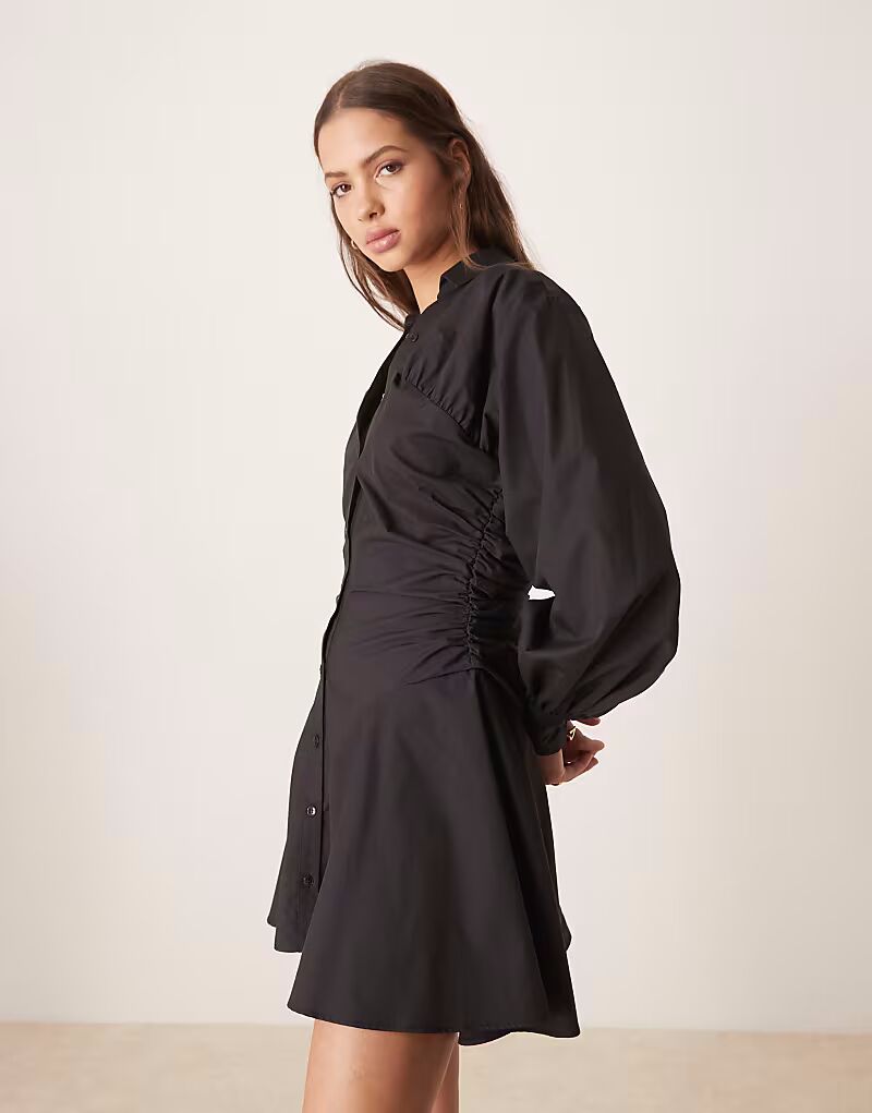 

Платье-рубашка мини со сборками ASOS DESIGN черного цвета