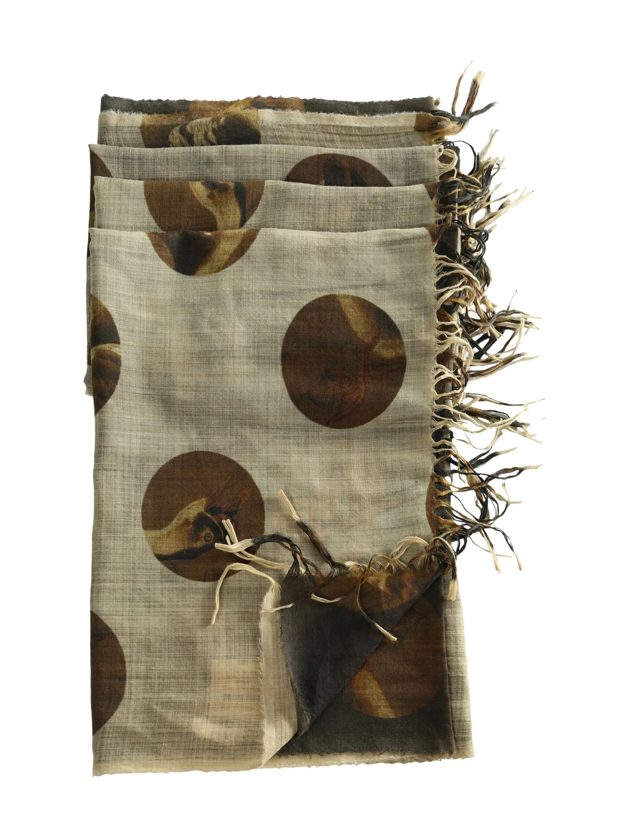 

Шарф с бахромой и узором в горох Uma Wang, коричневый