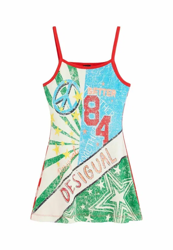 Платье джерси принтованное разноцветное Desigual, черное — фото 3