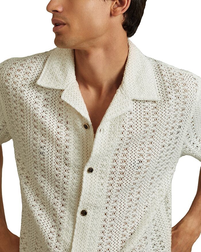 

REISS Paradise Рубашка с короткими рукавами крючком, слоновая кость/кремовый