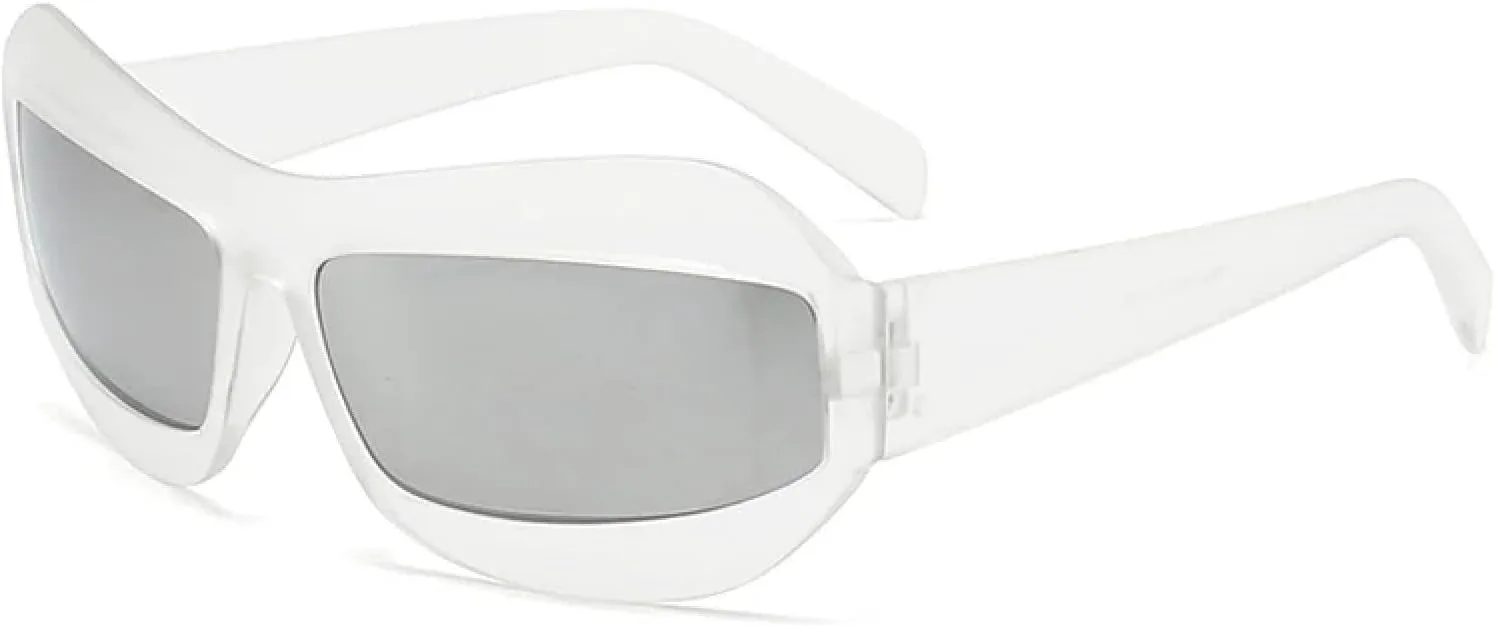 

Солнцезащитные очки в стиле стимпанк для женщин и мужчин, модные, роскошные, для активного отдыха, уличной фотографии, солнцезащитные очки UV400 TKKTLLT, Clear Silver