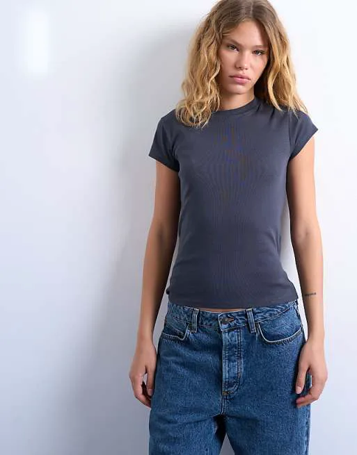 

Сланцевая повседневная футболка Topshop