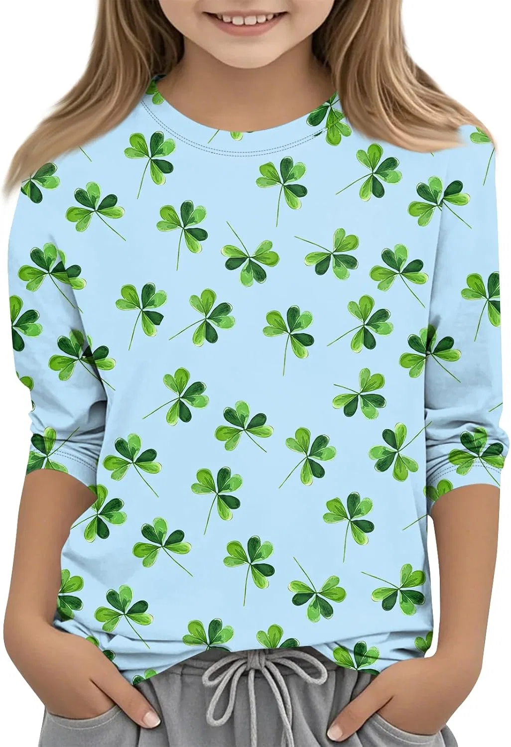 Футболка с принтом Shamrock, Girls, 2-light Blue