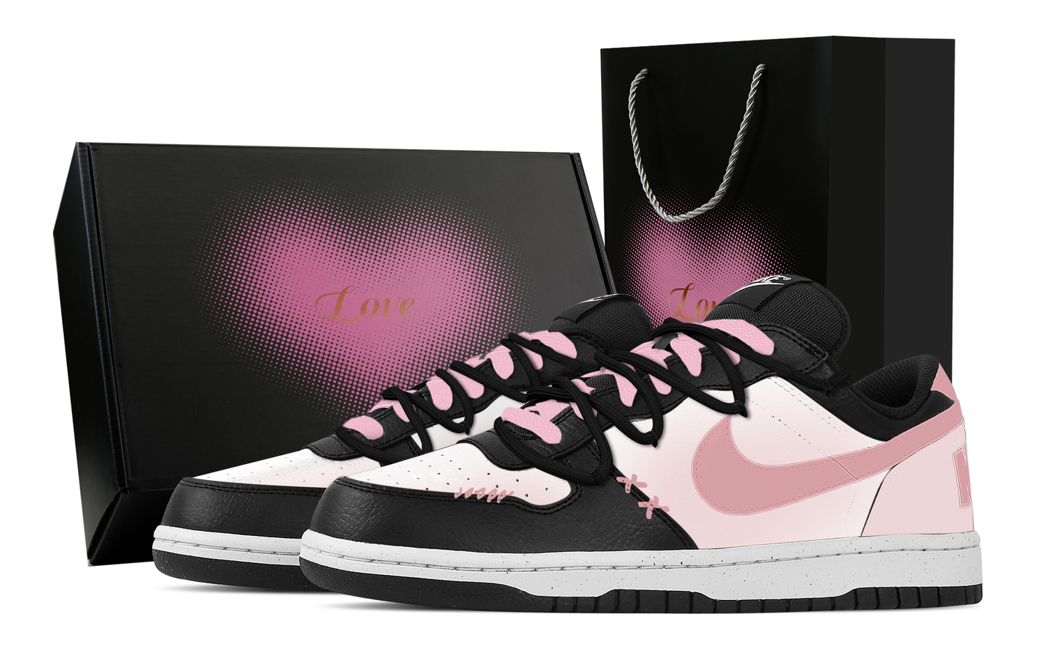 

Nike Большие токио тревел устойчивые к истиранию дышащие низкие скейтбордские туфли мужские black white pink