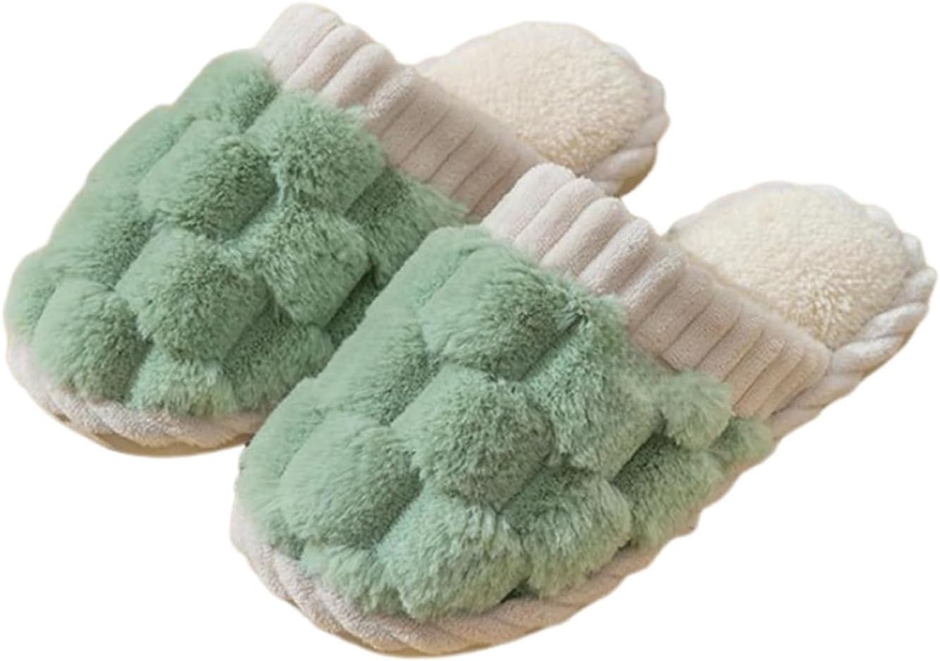 

Клетчатые тапочки для женщин и мужчин, удобные плюшевые теплые мягкие тапочки, мягкие уютные зимние тапочки, комфортные слипоны, повседневная обувь для дома и улицы с памятью формы и искусственным мехом Toumov, зеленый