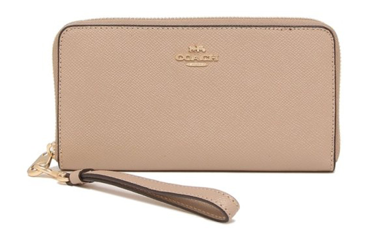 

Кожаный клатч Кошелек Женский Молочный чай COACH