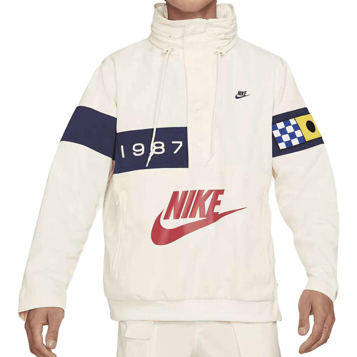 Мужская куртка с графическим принтом логотипа и капюшоном на шнурке, белая Nike, белый — фото 3