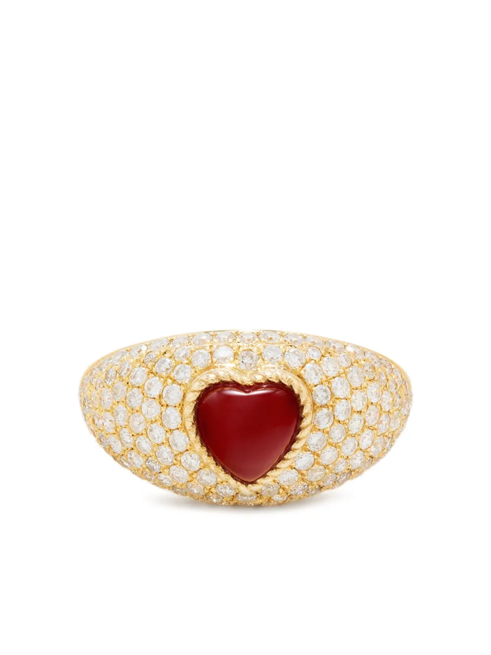 

Кольцо Mini Bague Dôme Coeur из желтого золота с бриллиантами и агатом Yvonne Léon, золотой