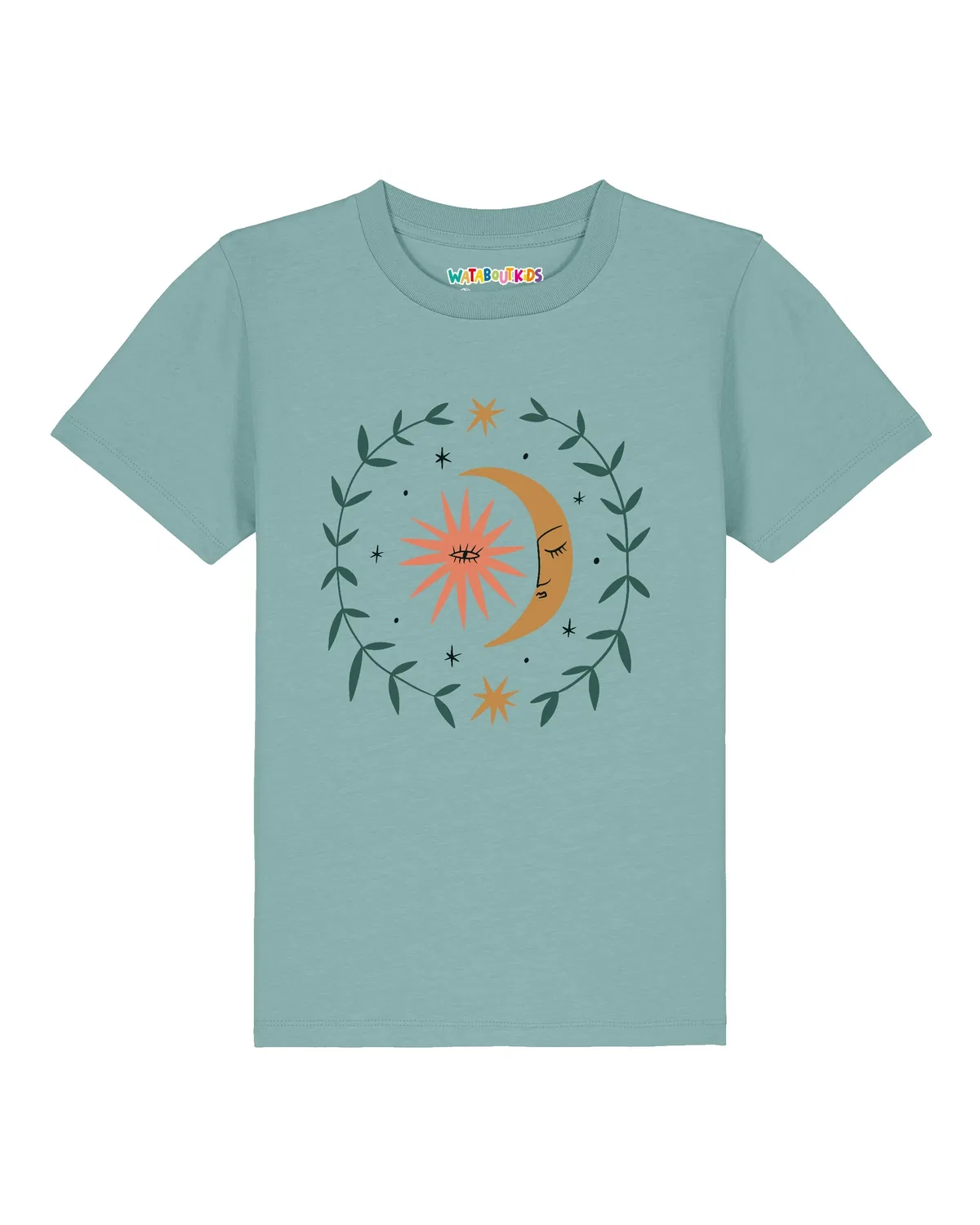 Футболка с принтом, Wat? Apparel, teal monstera — фото 2