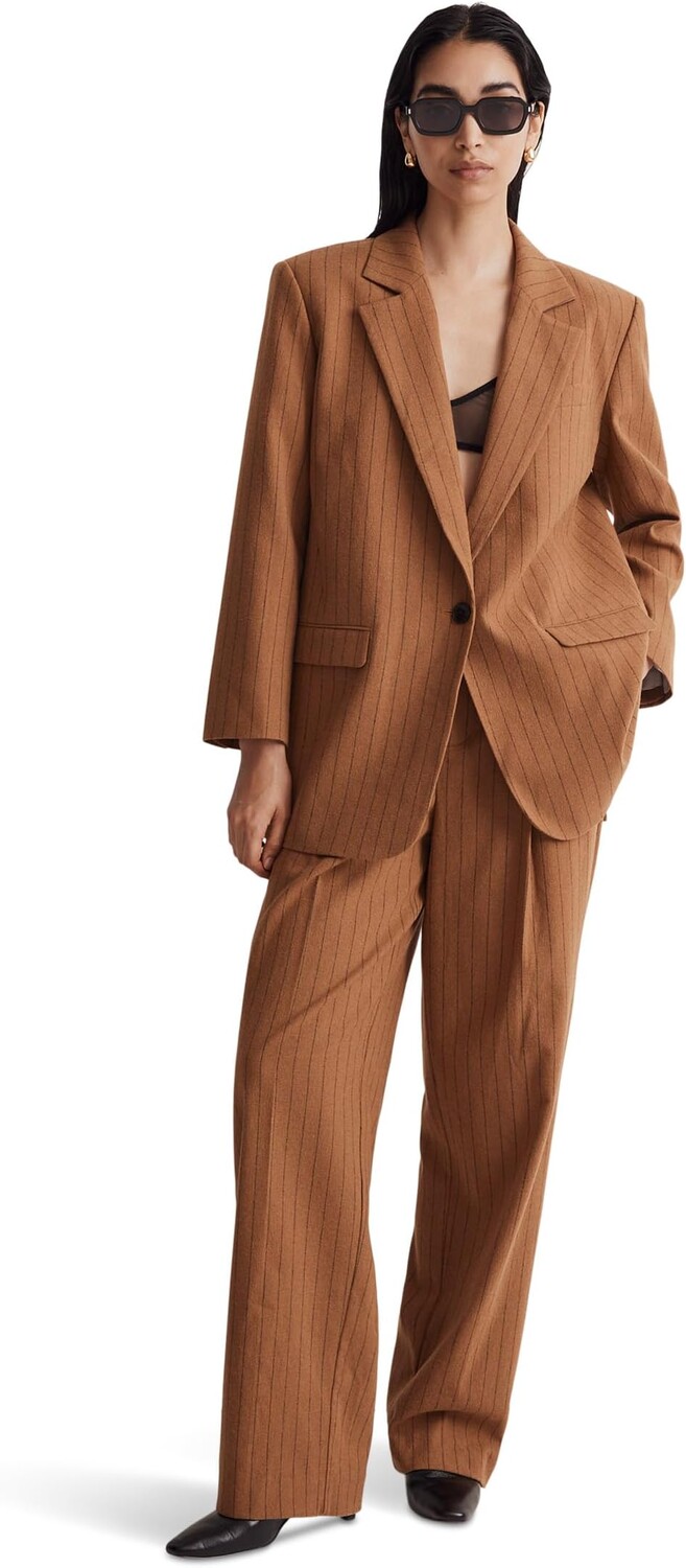 

Блейзер Madewell Oversized Blazer in Pinstripe, цвет Fallen Timber
