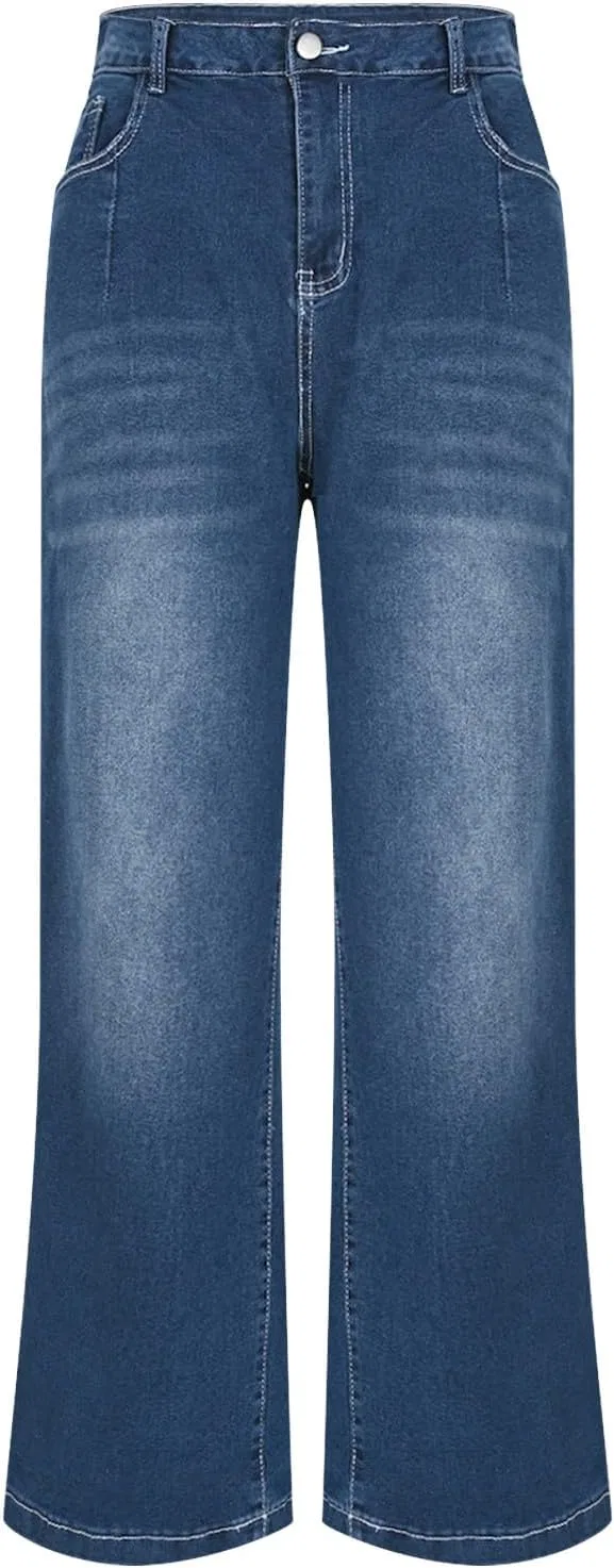Джинсы свободного кроя, Wide Leg Jeans, темно-синие — фото 4