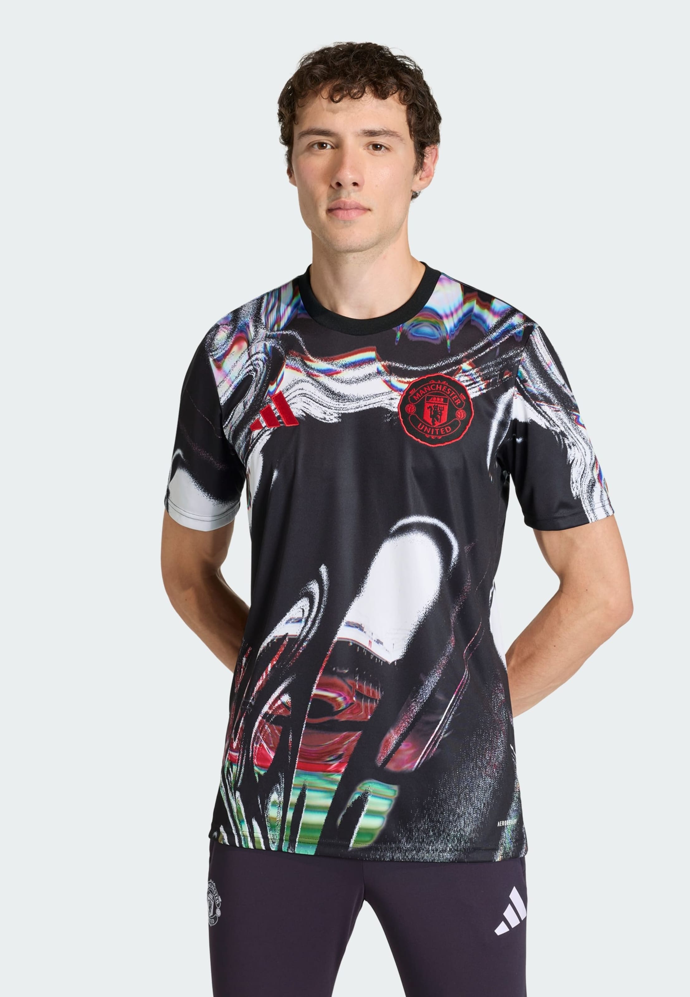 Adidas Performance Футболка для тренировок 'Manchester United 25/26 Pre Match' в черном цвете — фото 3