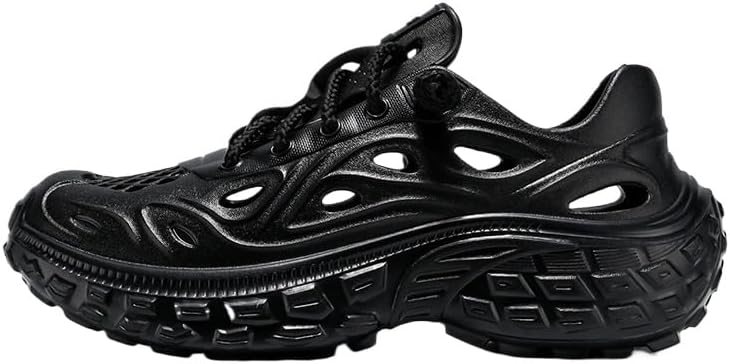 

Мужские спортивные сандалии SPKFHD с толстой подошвой и перфорацией - противоскользящие, дышащие, для пляжа и походов, черный