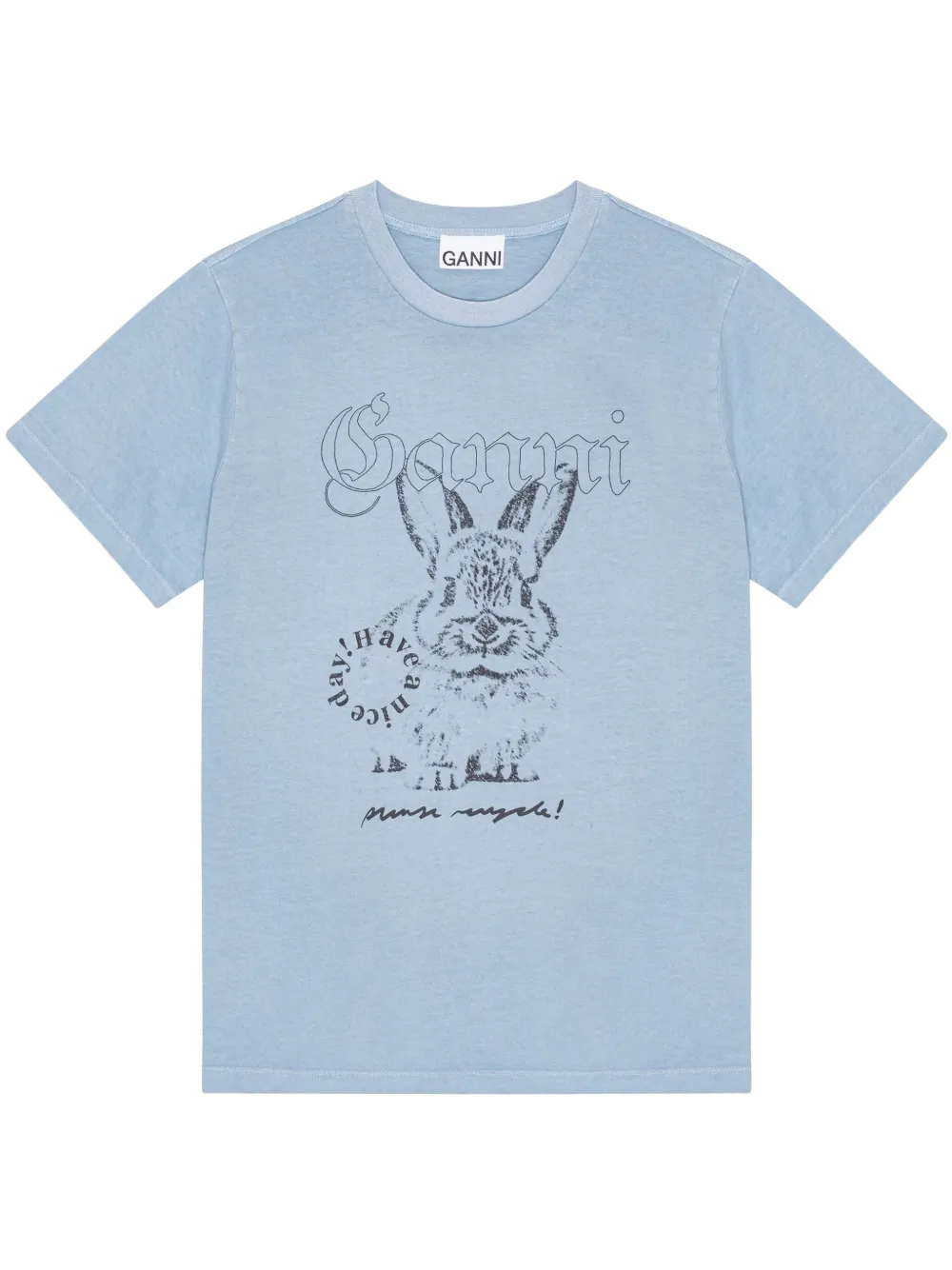 

Футболка с принтом Bunny GANNI, синий