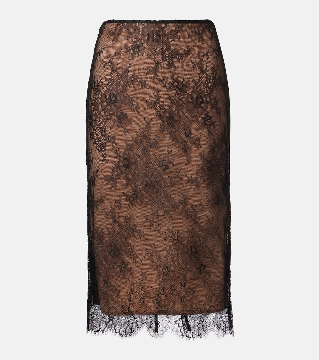 

Юбка миди из цветочного кружева Self-Portrait, черный