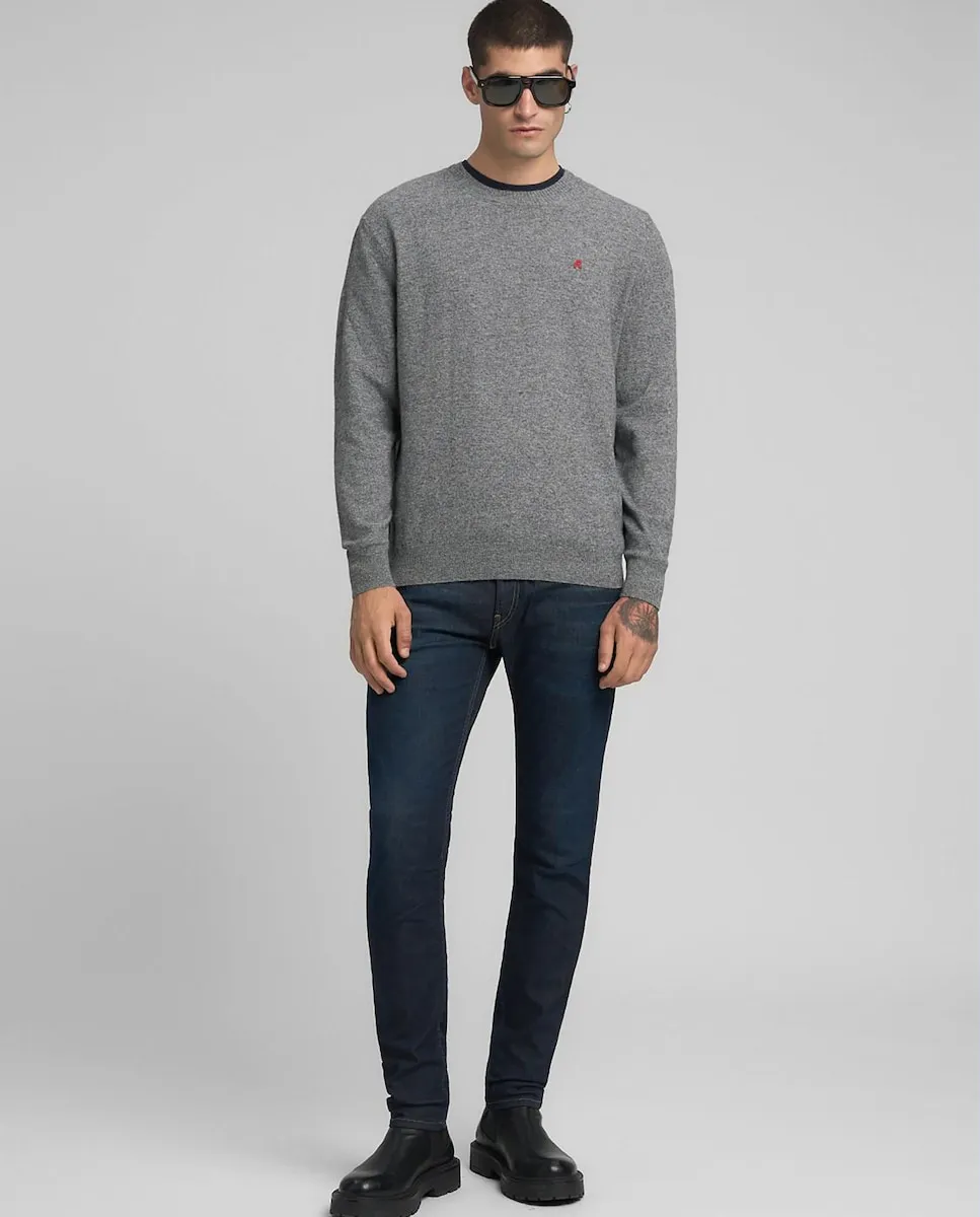 

Мужской свитер с длинными рукавами и круглым вырезом Replay, серый