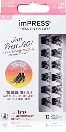 

Пучки ресниц без узлов KISS imPRESS Just Press & GO !, Bold Volume C 12 szt.