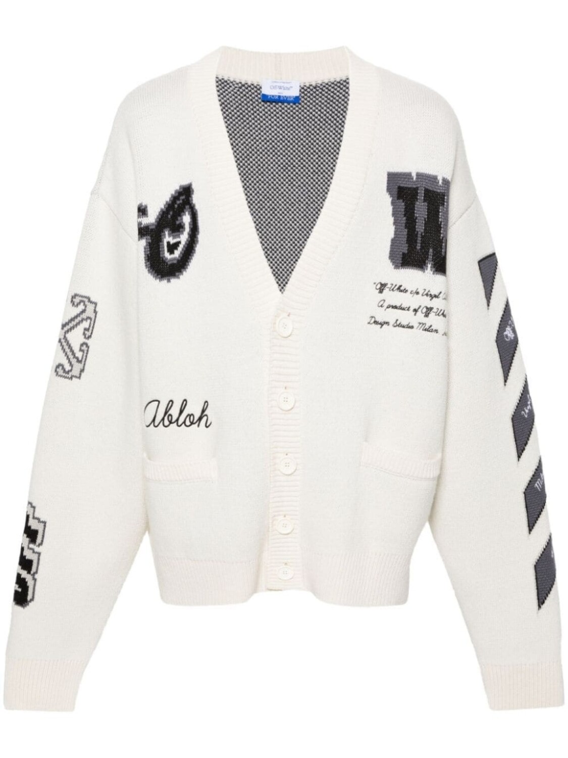 

Off-White кардиган Varsity в рубчик с V-образным вырезом