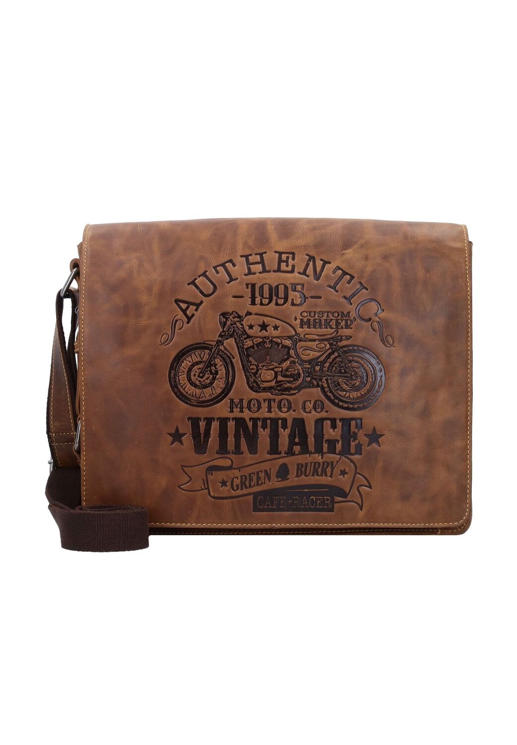 

Винтажный кожаный мессенджер Cafe Racer 33 см Green Burry, коричневый