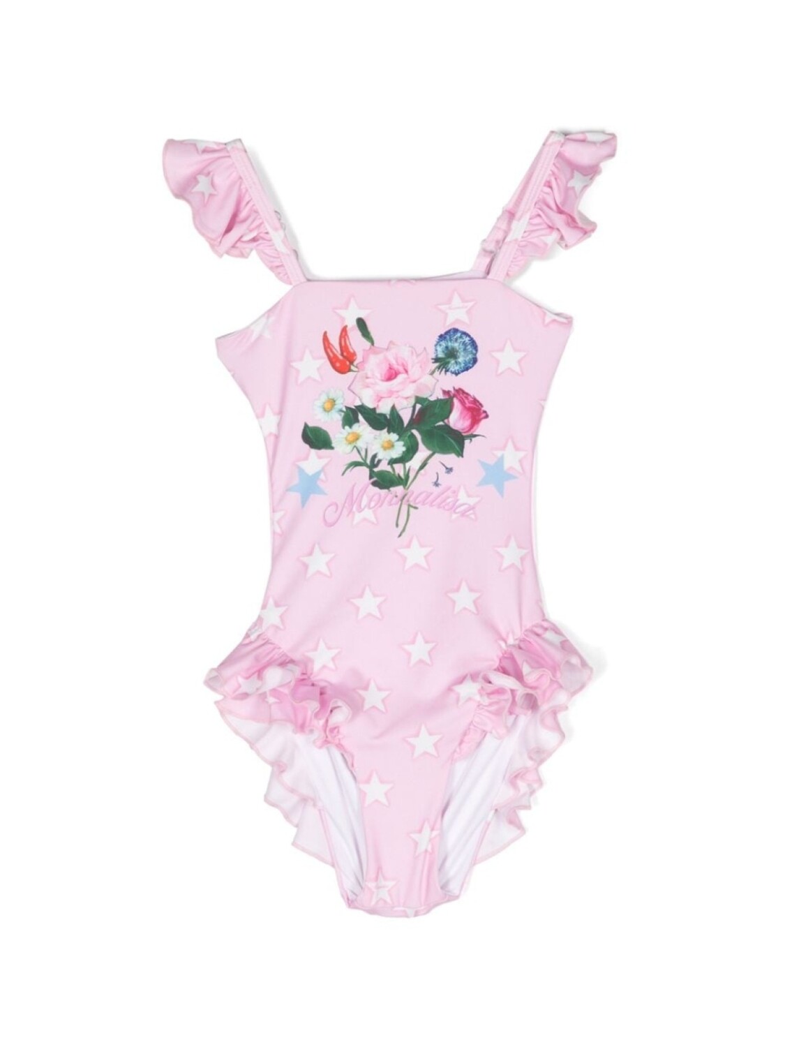 

Monnalisa купальник с оборками и принтом, розовый