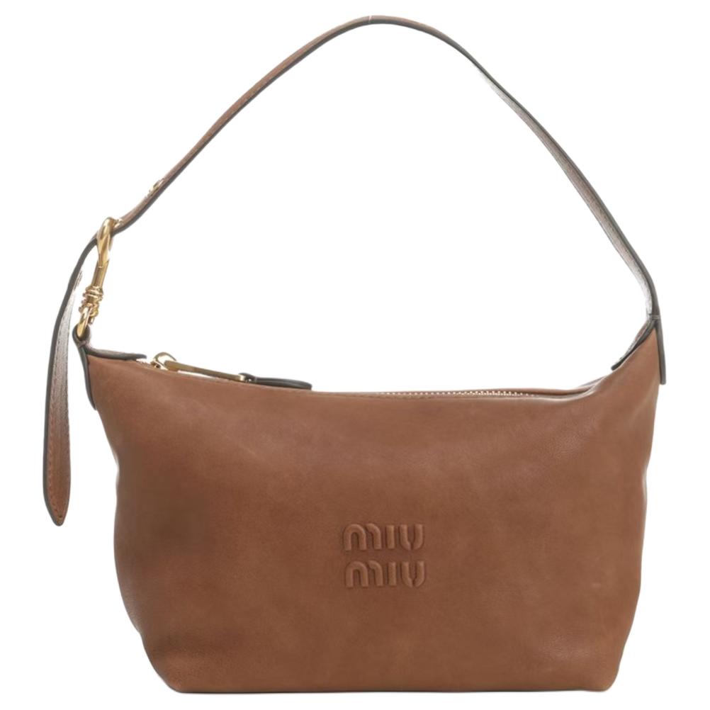 

MIU MIU Женская кожаная сумка через плечо Наппа светло-коричневая