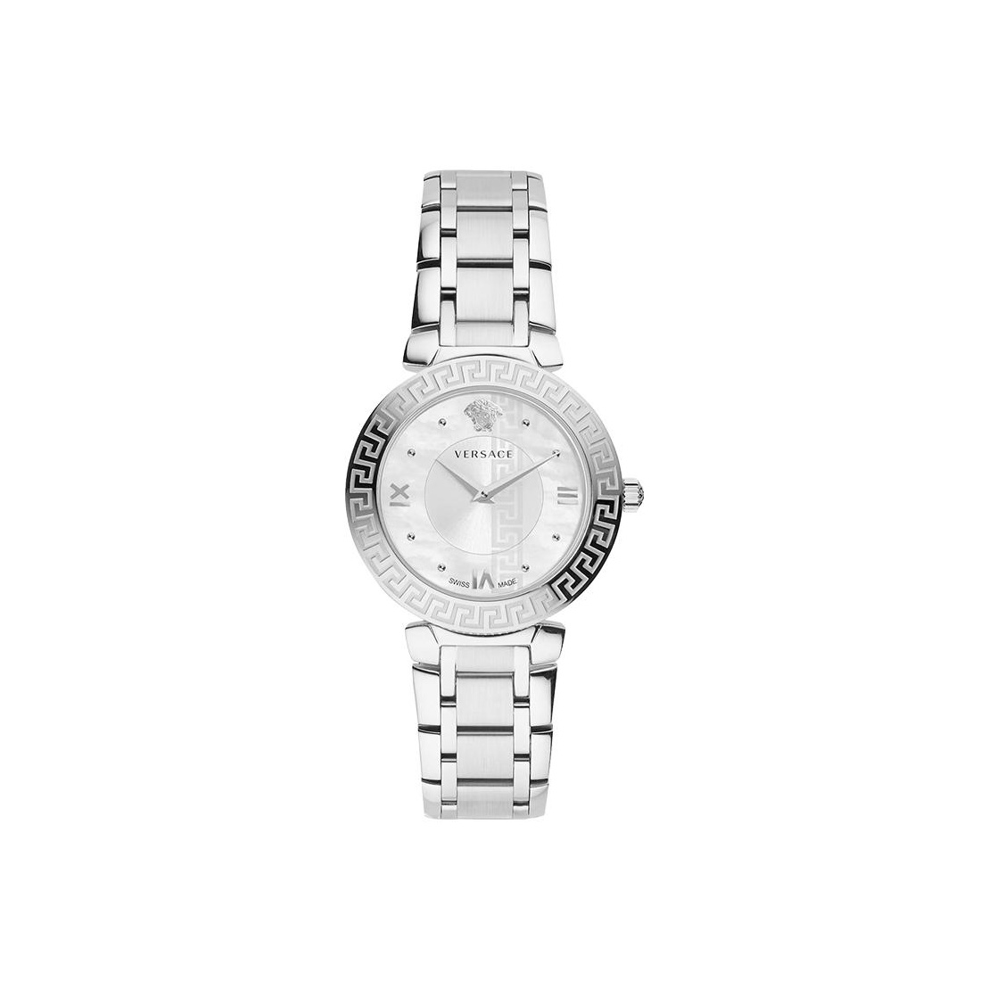 

VERSACE Часы Wrist Watch Quartz Movement Stainless Steel Watchband Silver Dial Women's Watch, Silver