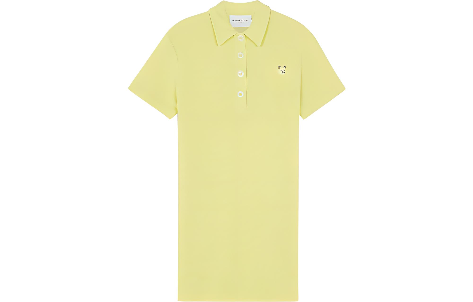 

Поло-платье с вышитым логотипом Maison Kitsune, светло-желтый