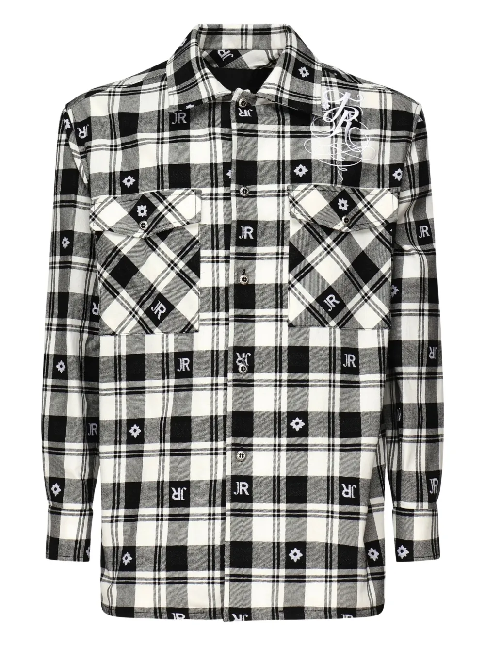 

Клетчатая рубашка с вышитым логотипом John Richmond, черный