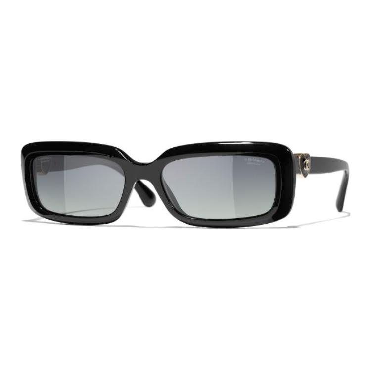 

CHANEL Ацетатные прямоугольные солнцезащитные очки унисекс черные, Black