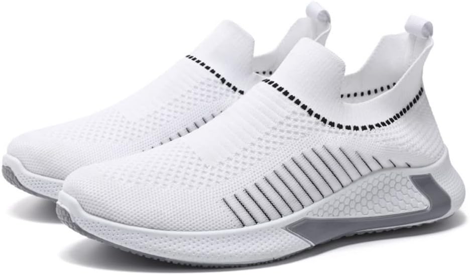 

Мужские ортопедические удобные кроссовки большого размера, дышащие и легкие, легко надеваются и снимаются, для бега, ходьбы, спорта, тренажерного зала, тенниса (белые, 44) Hpkjuyds