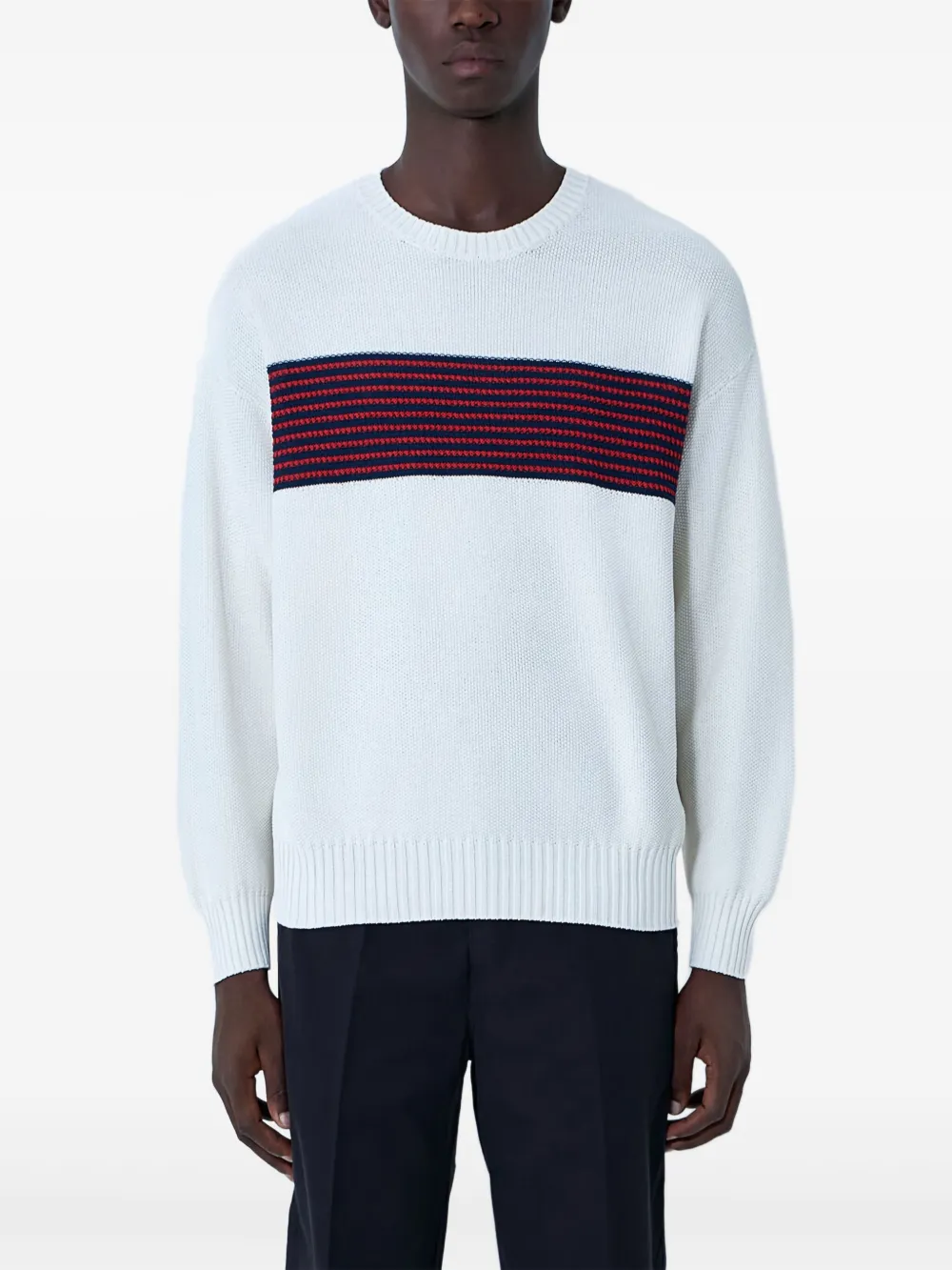 

Джемпер с круглым вырезом и полосатыми деталями visvim, белый