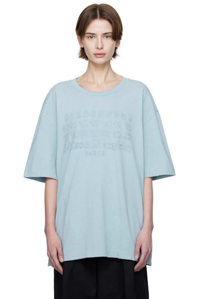 

Синяя футболка с вышитым логотипом Maison Margiela