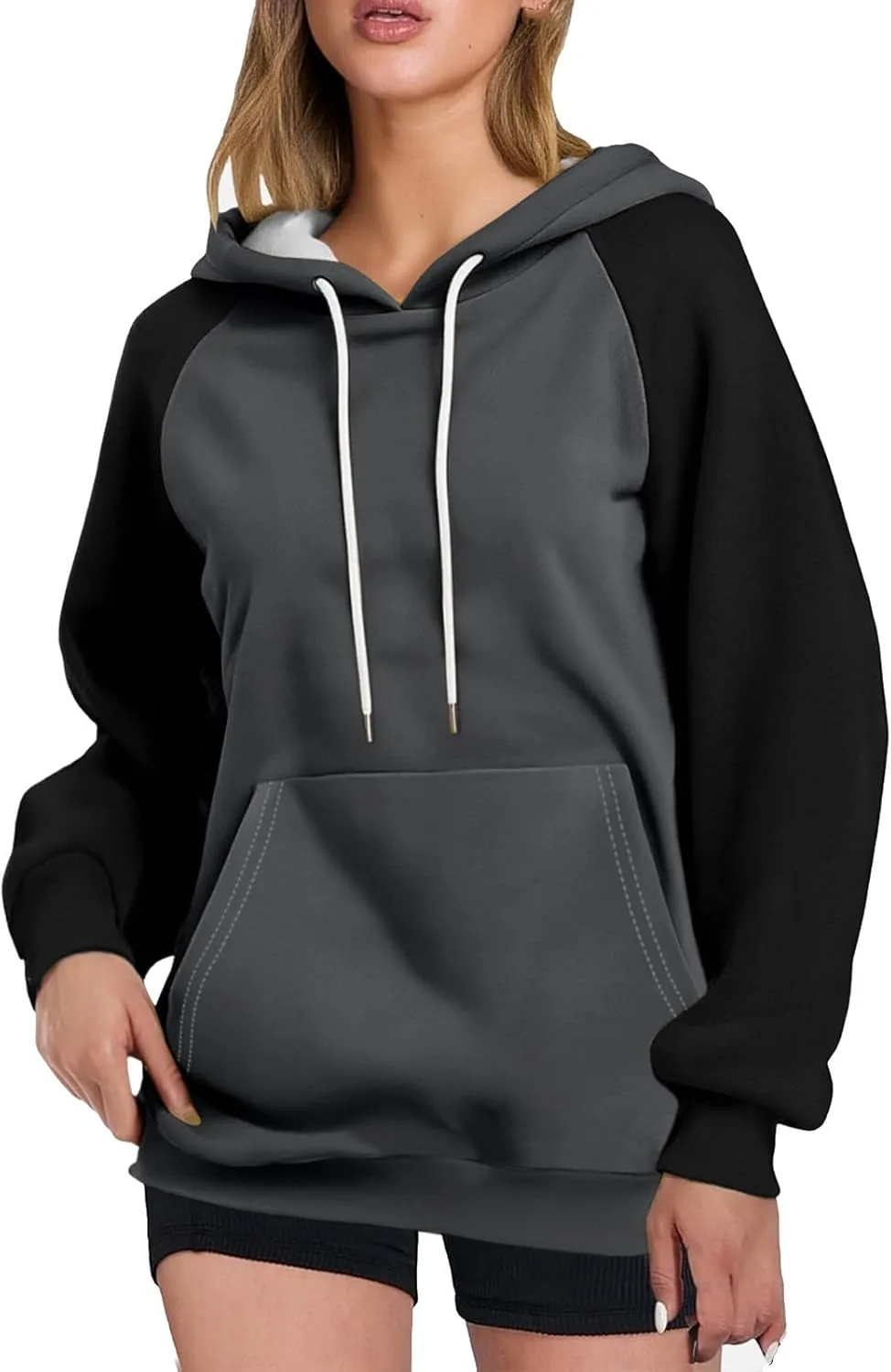 

Толстовка с капюшоном Unisex, цветной блок, длинный рукав, с карманом-кенгуру betible
