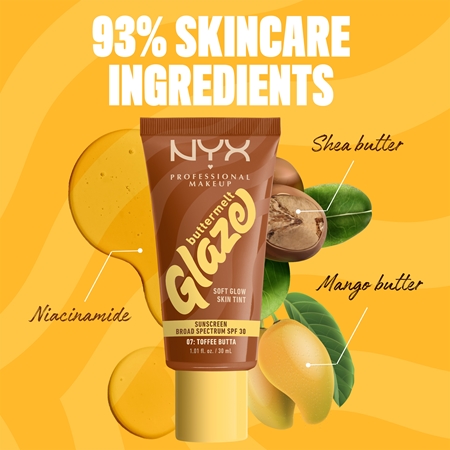 Осветляющая и тонизирующая жидкость spf 30 NYX Professional Makeup Buttermelt Glaze, 07 toffee Butta 30 ml — фото 2